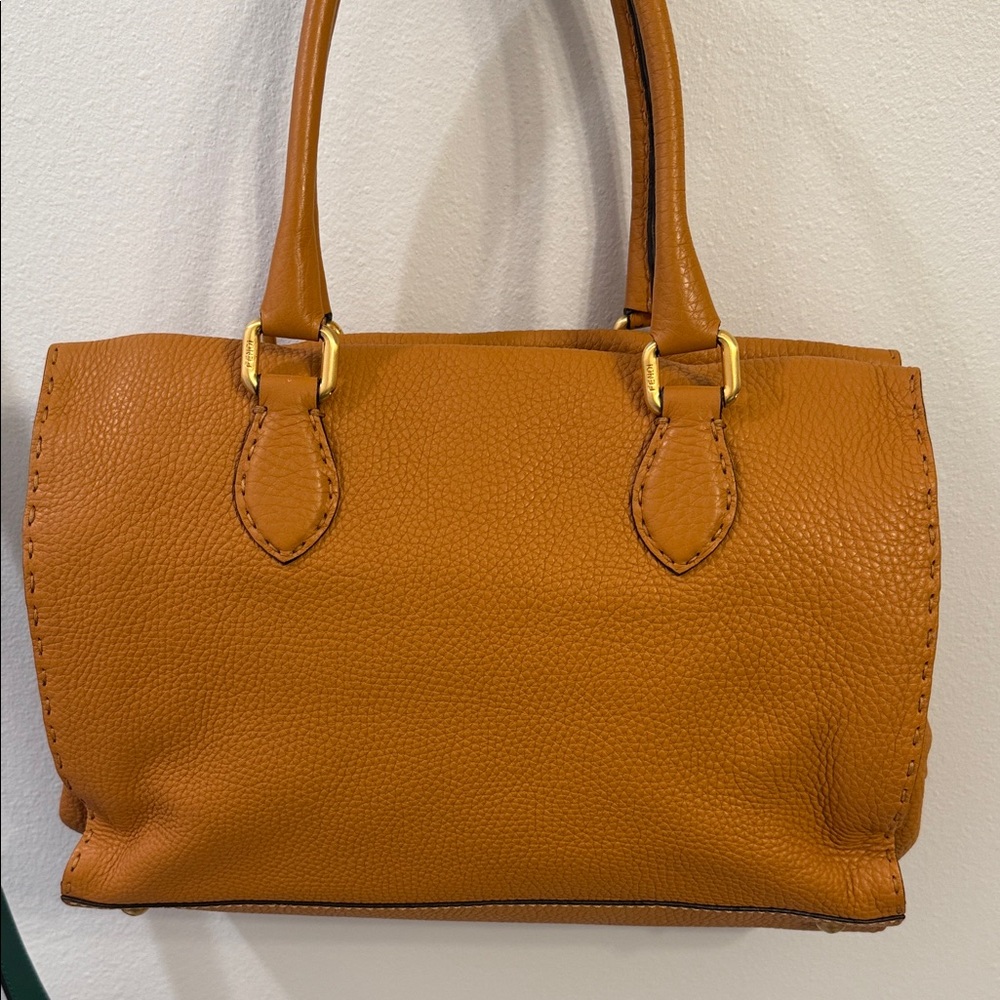 Fendi Selleria Leather Shoulder Bag with Gold Hardware